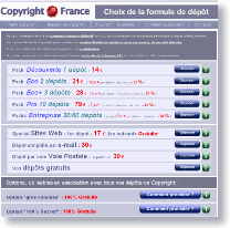  Choix de la formule de d&eacute;p&ocirc;t de copyright 